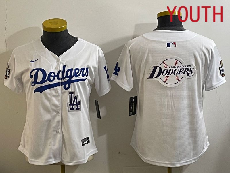 Youth Los Angeles Dodgers Blank White Game 2024 Nike MLB Jersey style 112119